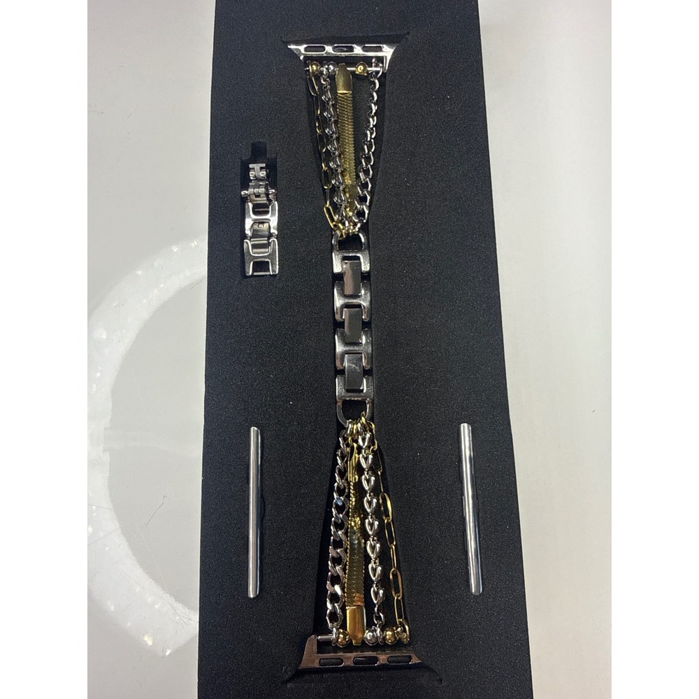 Posh Tech Mixed Metal Multi Strand Chain Band for Apple Watch Silver Gold Tone